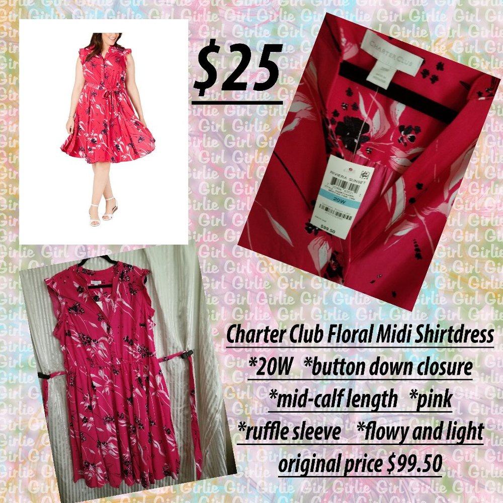 Charter Club Floral Midi Shirtdress 20W